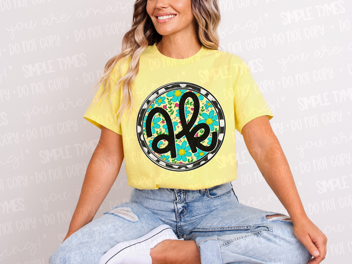Floral Circle States DTF Prints