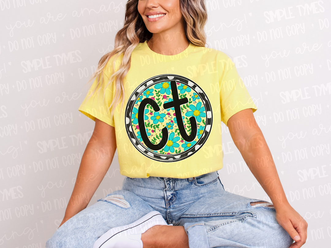 Floral Circle States DTF Prints