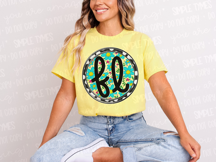 Floral Circle States DTF Prints