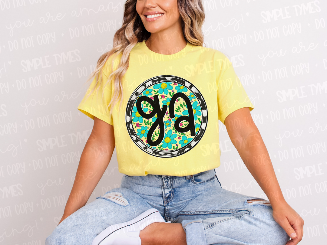 Floral Circle States DTF Prints