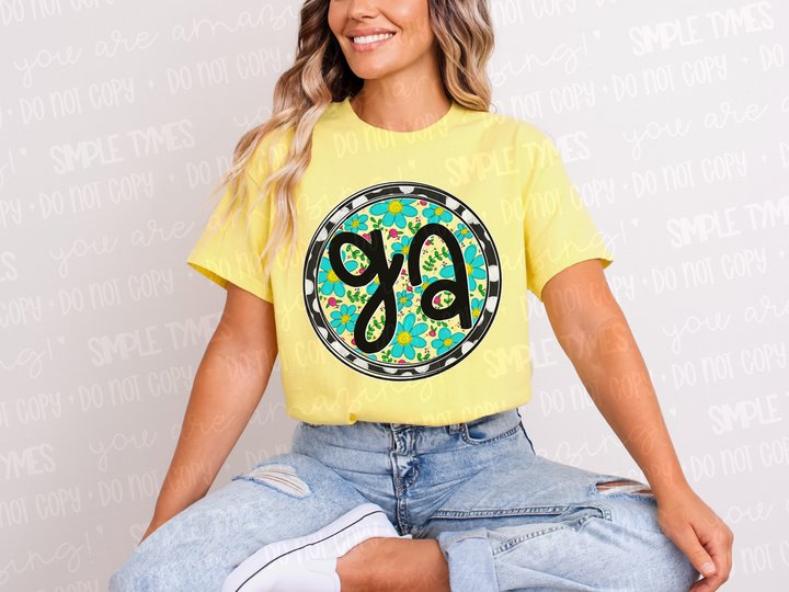 Floral Circle States DTF Prints