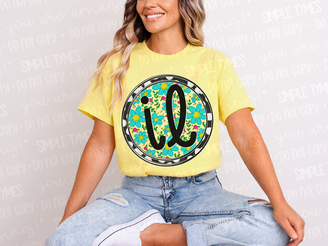 Floral Circle States DTF Prints