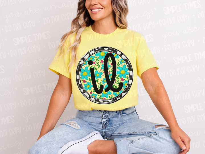 Floral Circle States DTF Prints
