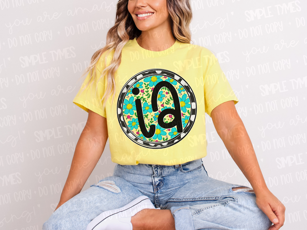 Floral Circle States DTF Prints