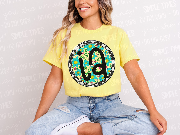 Floral Circle States DTF Prints