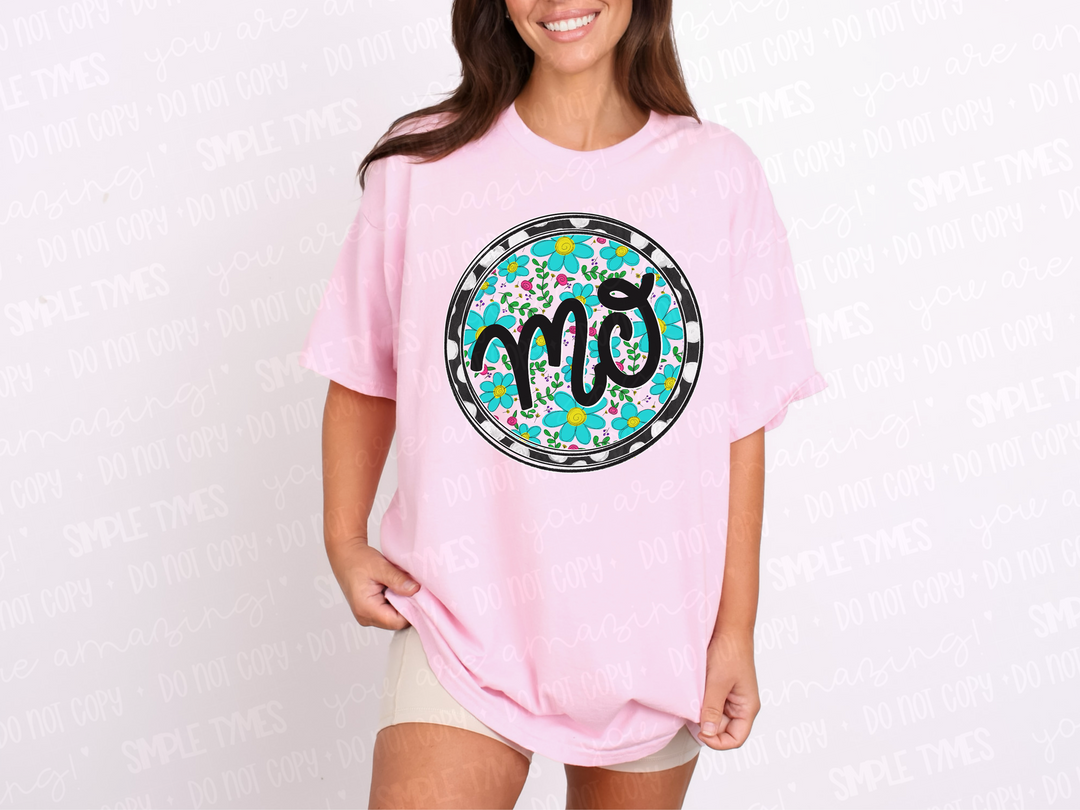 Floral Circle States DTF Prints