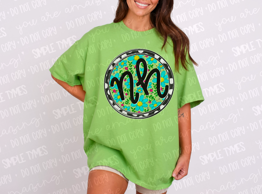 Floral Circle States DTF Prints