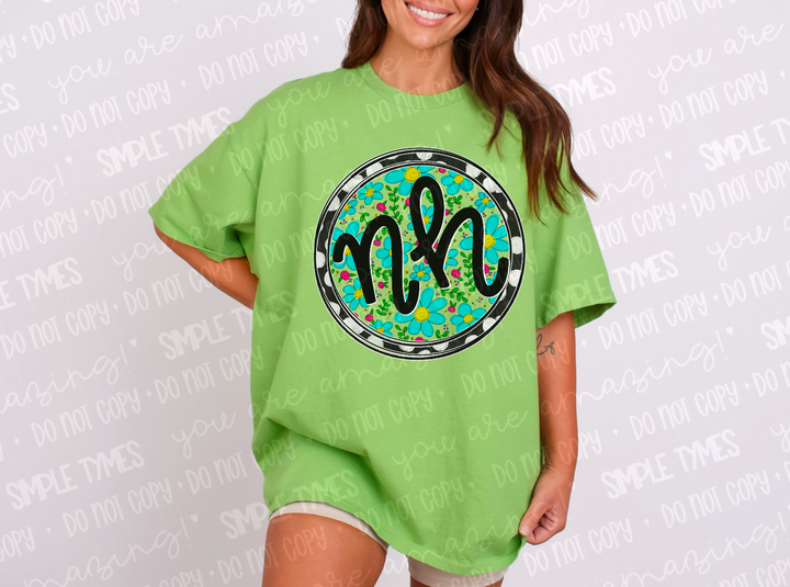 Floral Circle States DTF Prints