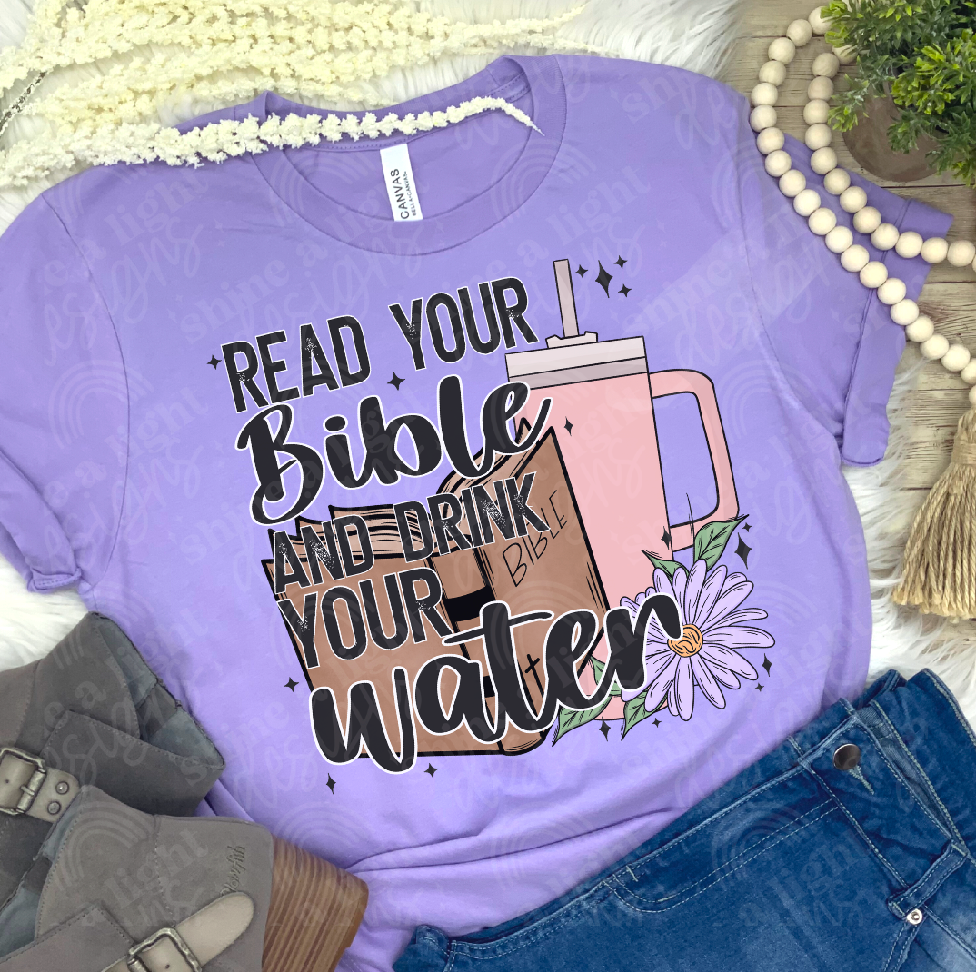 Drink Your Water Read Your Bible Cup DTF Print