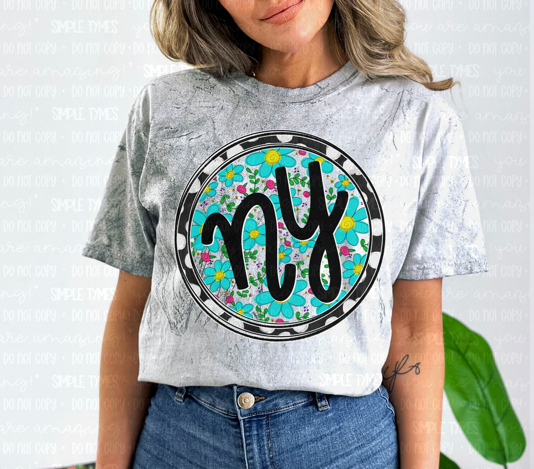 Floral Circle States DTF Prints