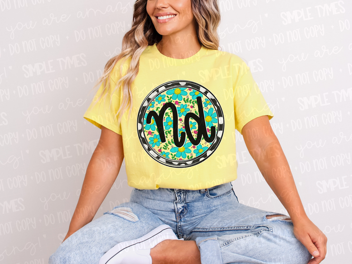 Floral Circle States DTF Prints