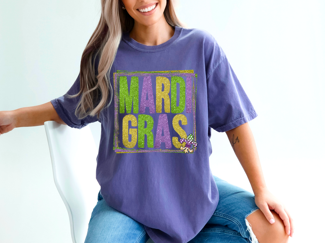 Mardi Gras Boxed Faux Tinsel  DTF Print