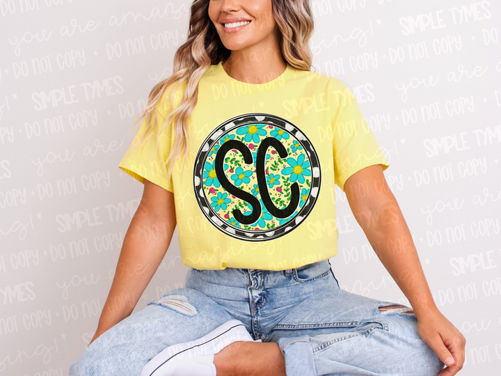 Floral Circle States DTF Prints