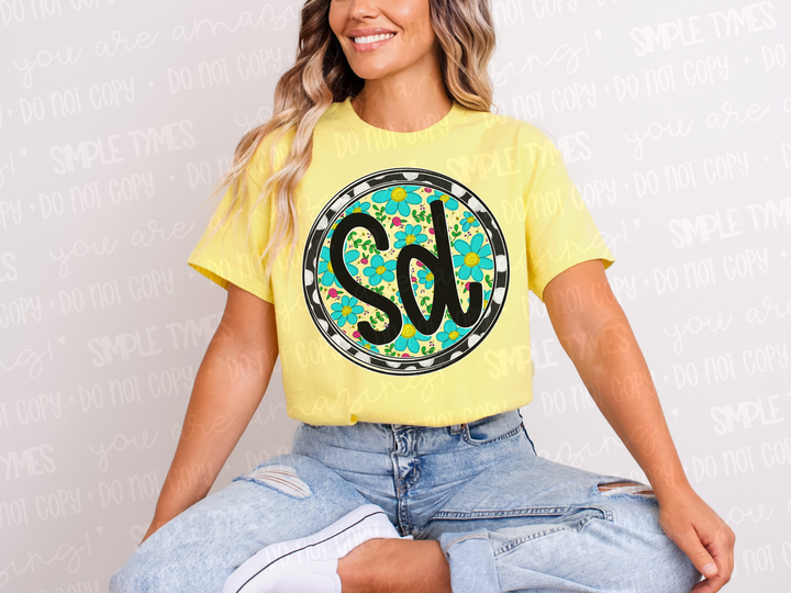 Floral Circle States DTF Prints