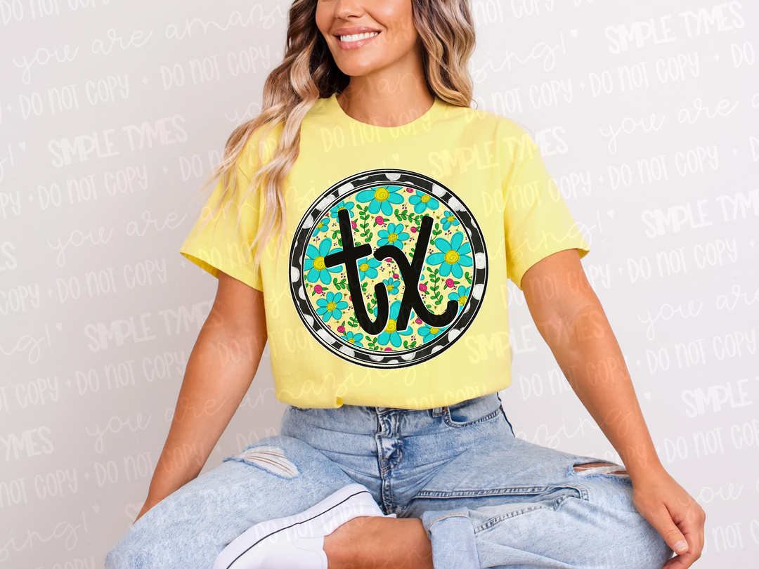 Floral Circle States DTF Prints