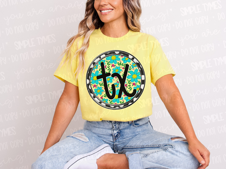 Floral Circle States DTF Prints