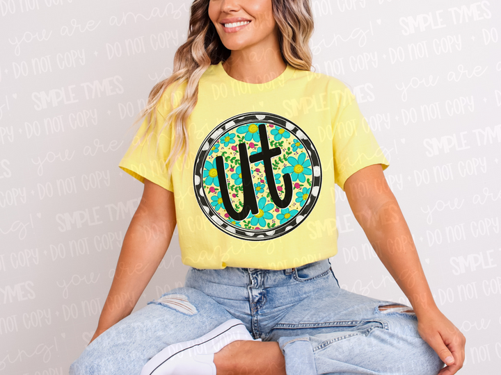 Floral Circle States DTF Prints