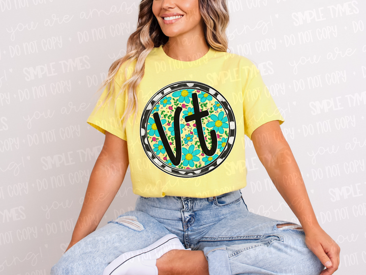Floral Circle States DTF Prints