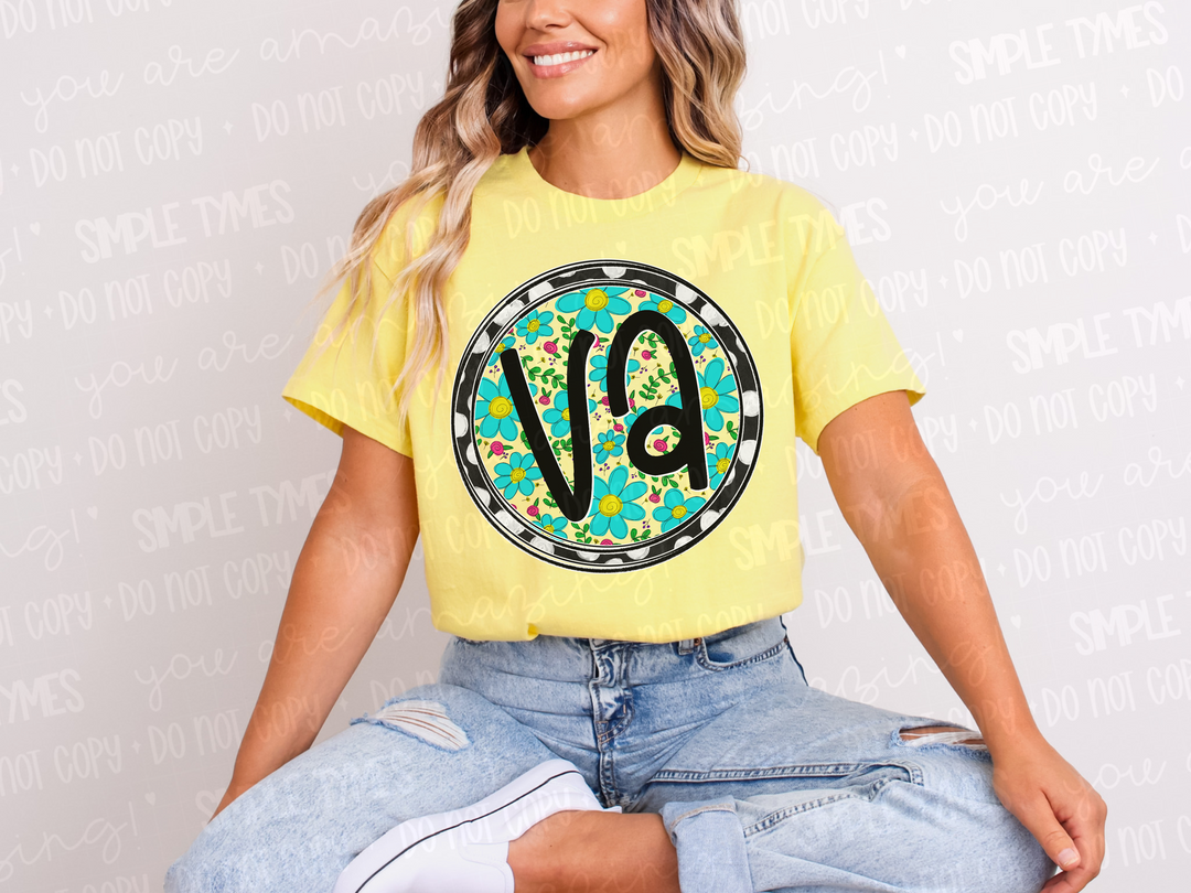 Floral Circle States DTF Prints