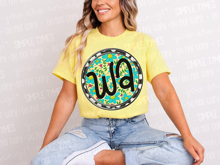 Floral Circle States DTF Prints