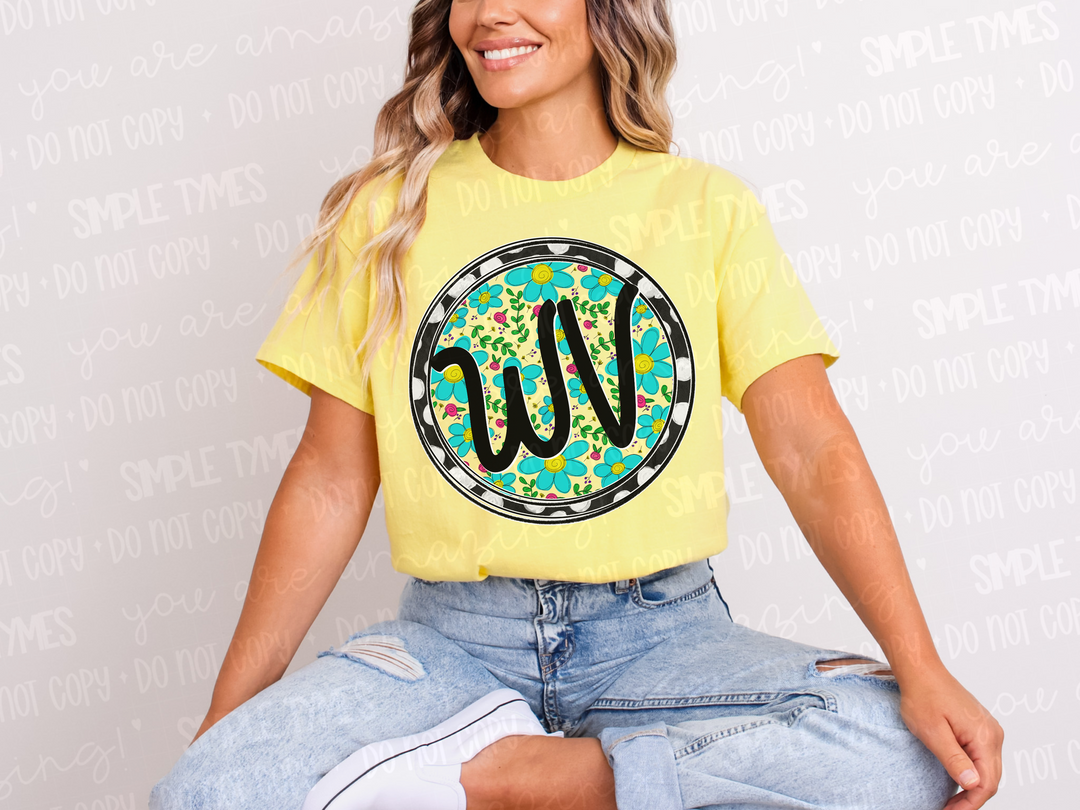 Floral Circle States DTF Prints