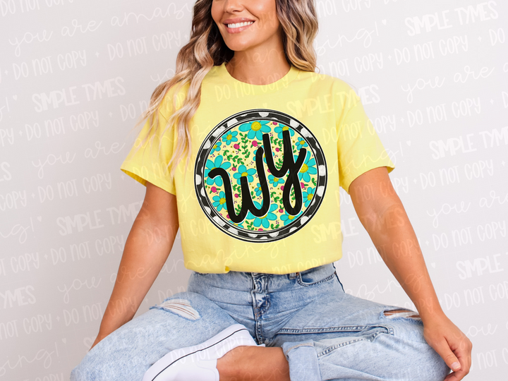 Floral Circle States DTF Prints