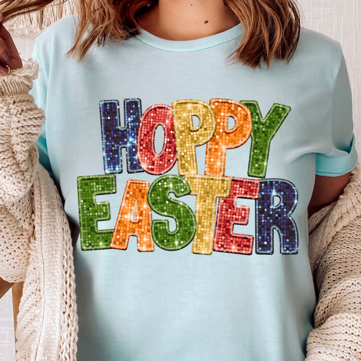 Hoppy Easter Faux Glitter DTF Print