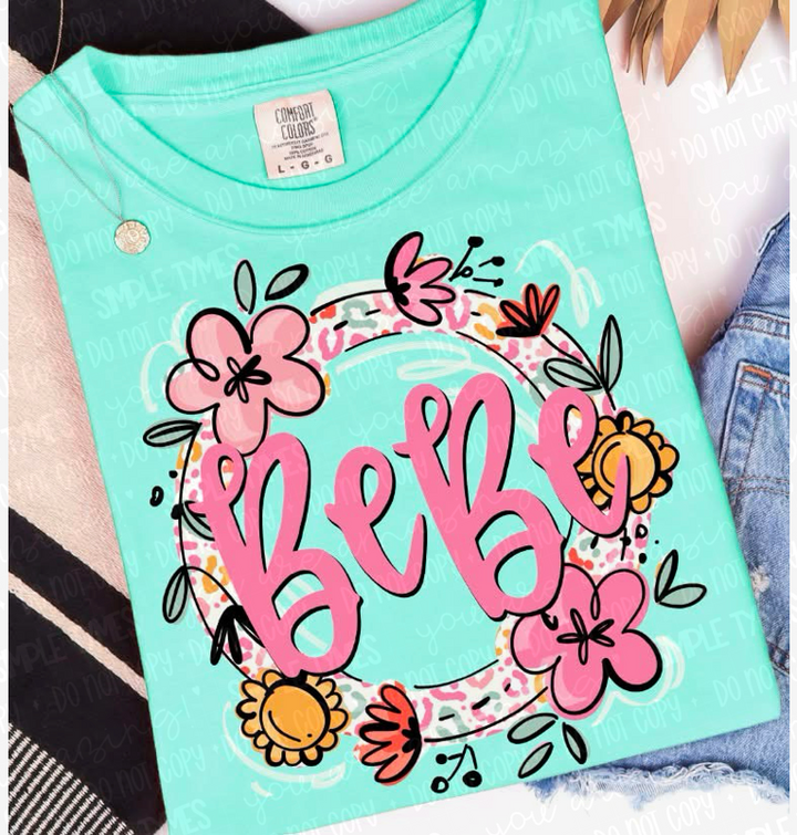 Floral and Leopard Names DTF Print