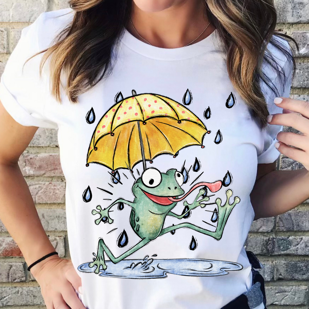 Frog With Umbrella DTF Print