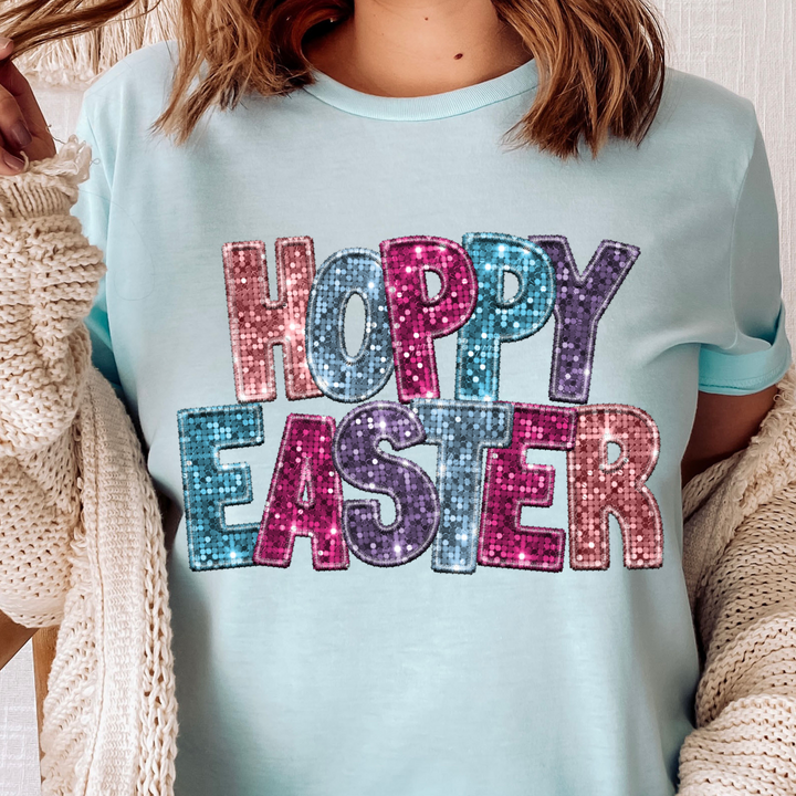 Hoppy Easter Faux Glitter DTF Print