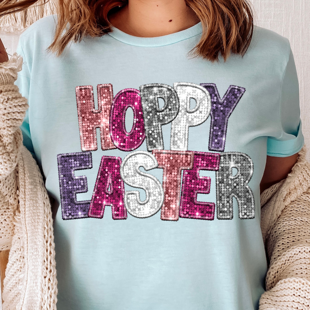 Hoppy Easter Faux Glitter DTF Print