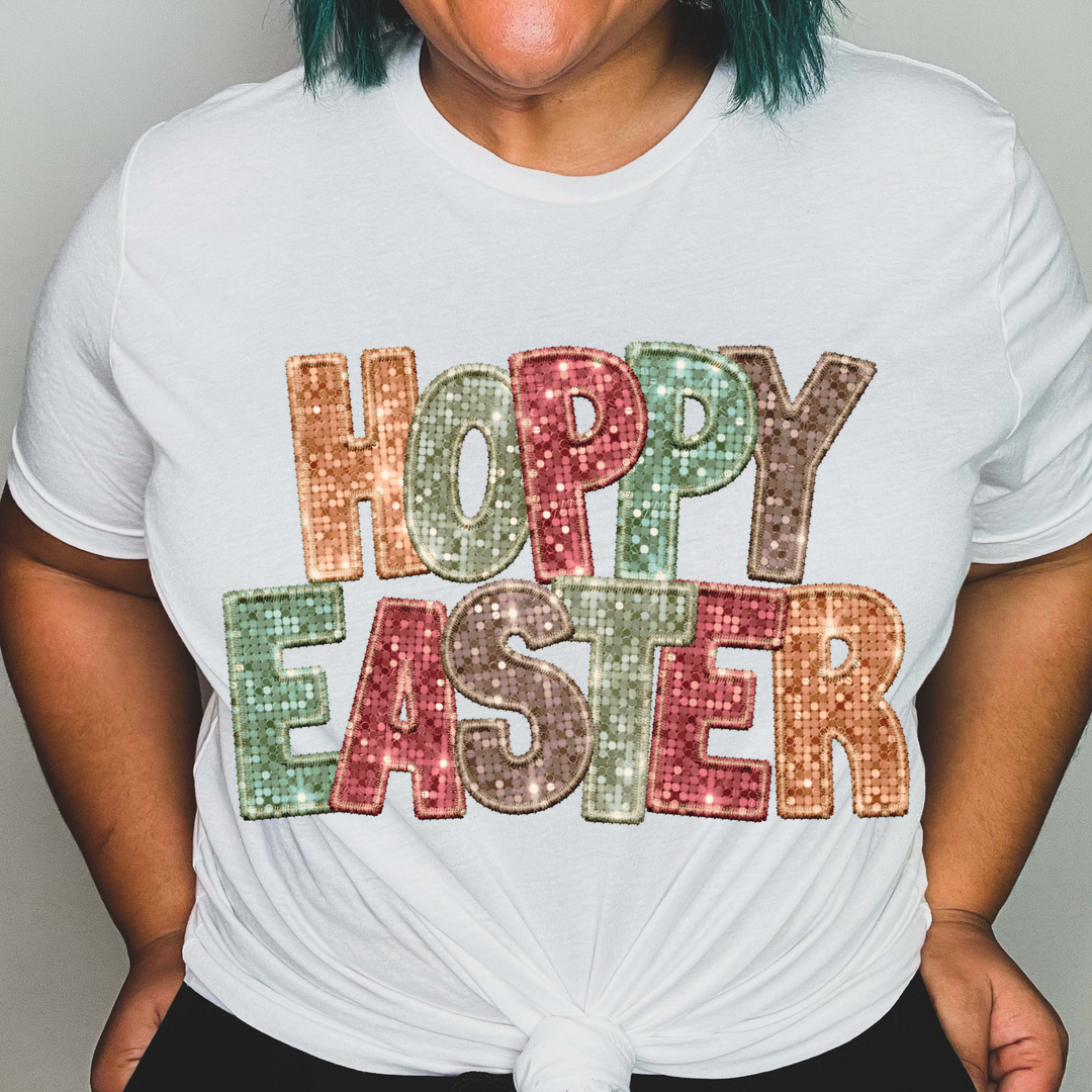 Hoppy Easter Faux Glitter DTF Print