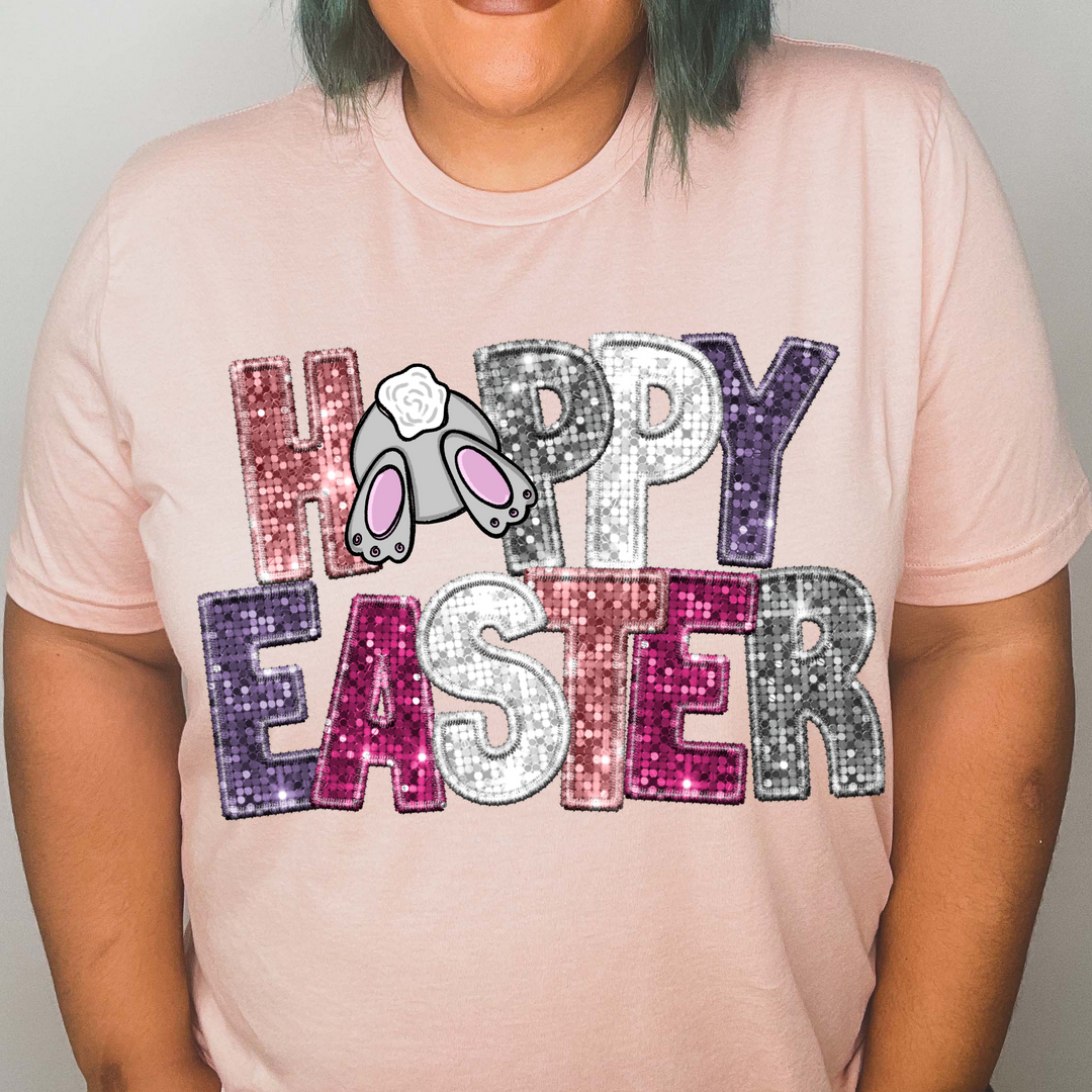 Hoppy Easter Bunny Faux Glitter DTF Print