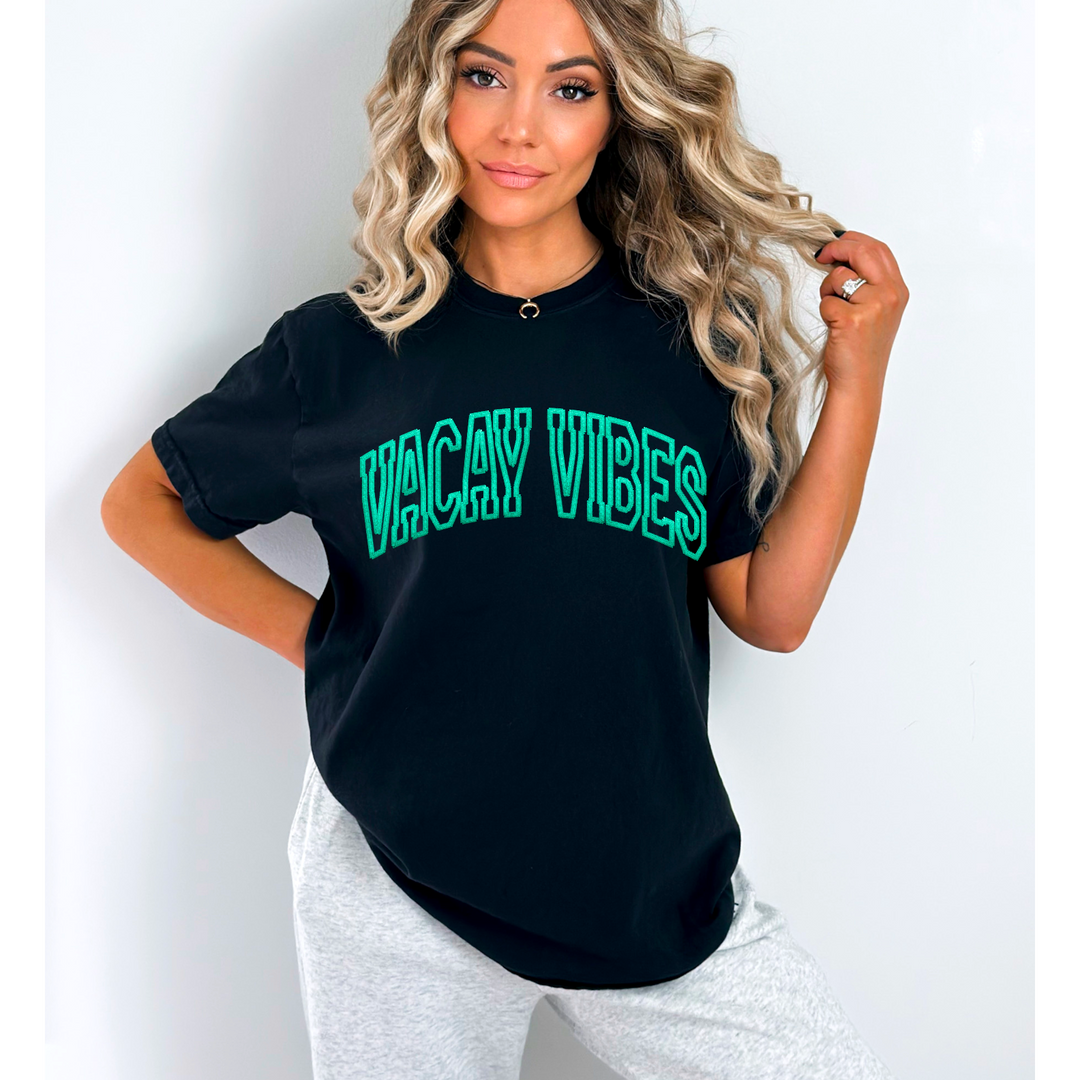 Vacay Vibes Faux Stitch DTF Print