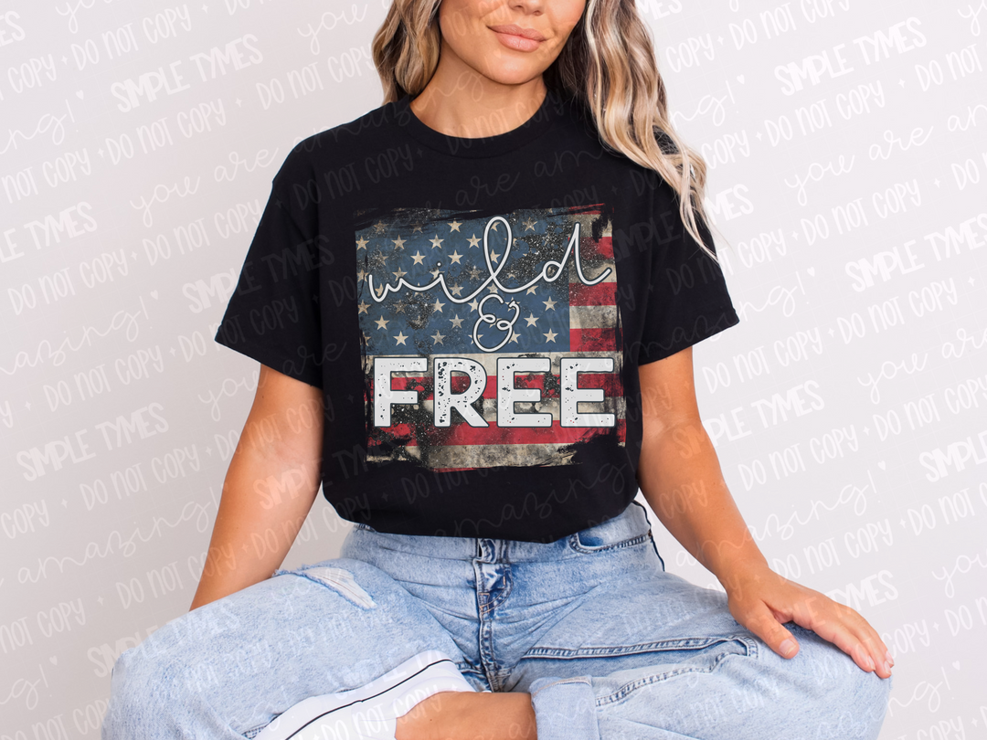 Wild and Free Flag DTF Print
