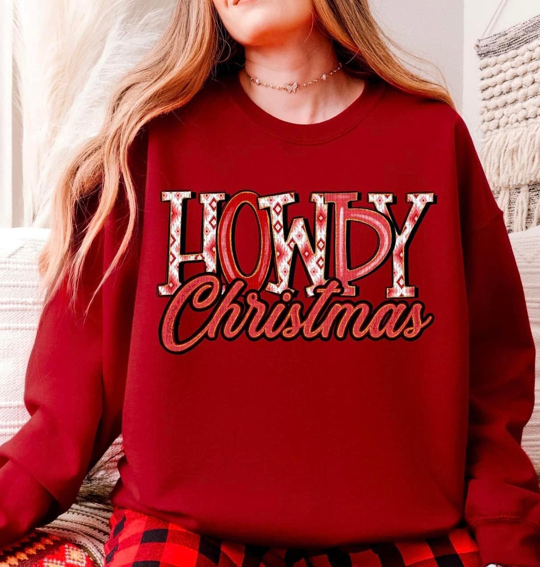 Howdy Christmas GILDAN CARDINAL RED Sweatshirt