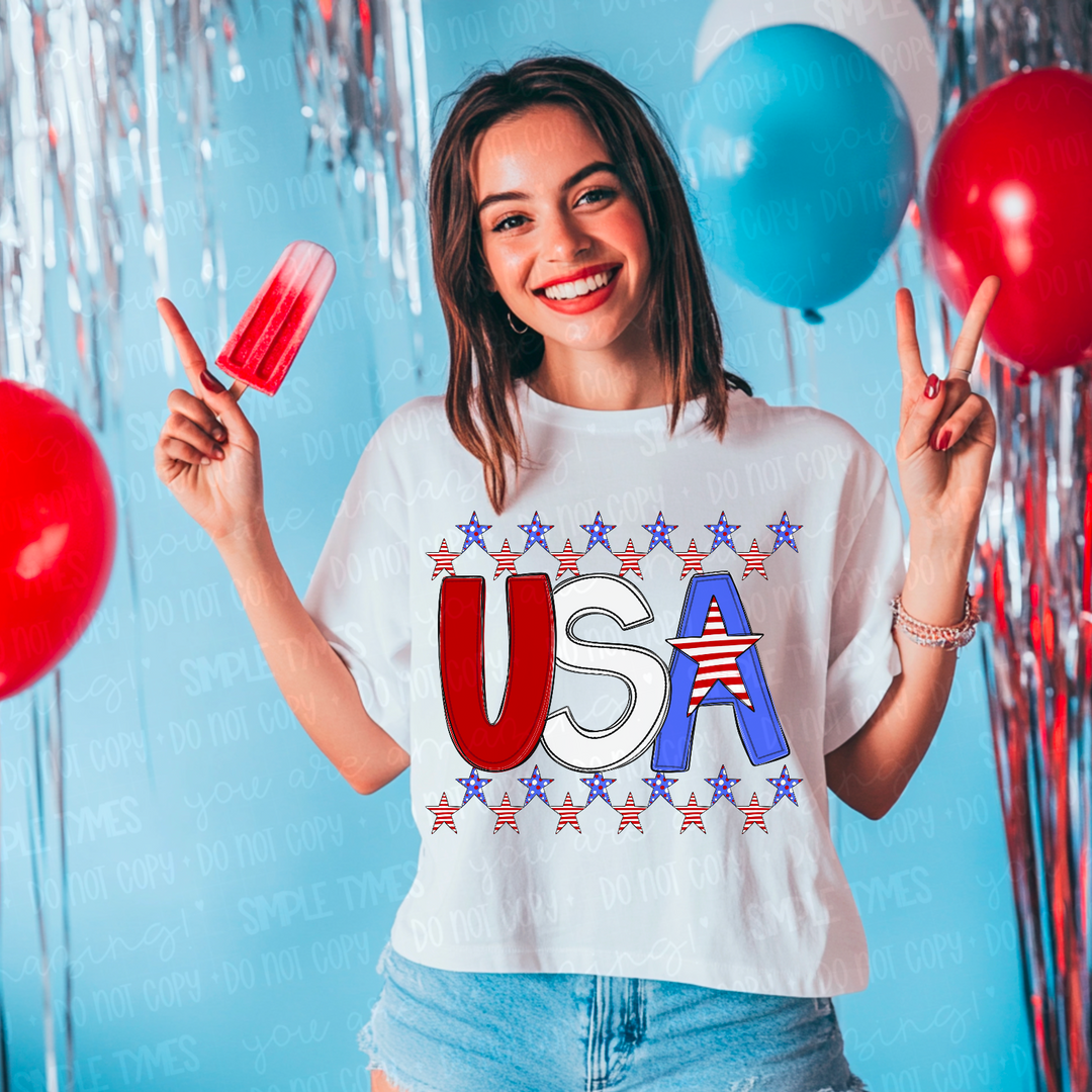 USA Star Border DTF Print