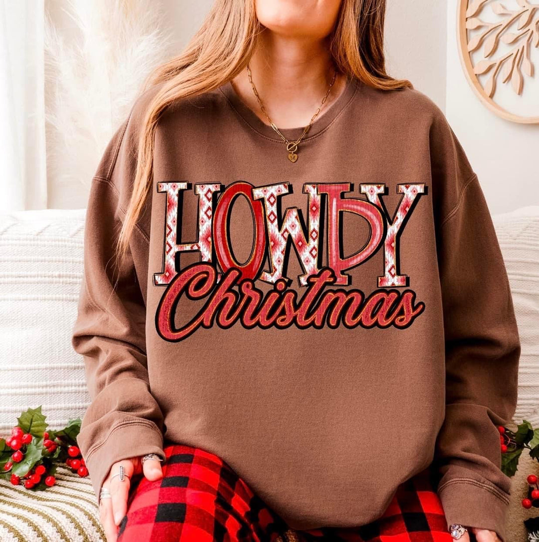 Howdy Christmas GILDAN Brown Sweatshirt