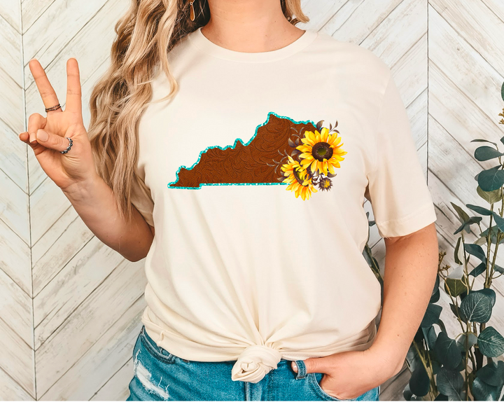 Leather Sunflower States DTF Print