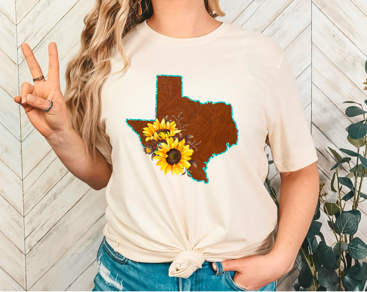 Leather Sunflower States DTF Print