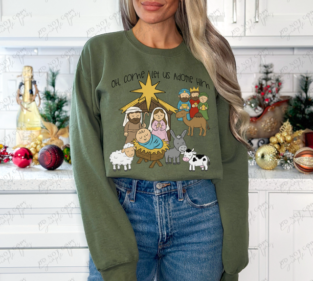 Oh Come Let Us Adore Him DTF Print