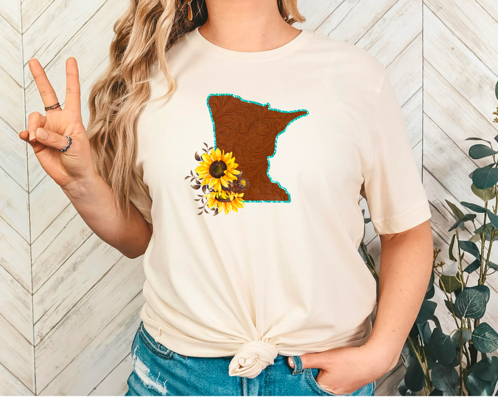 Leather Sunflower States DTF Print