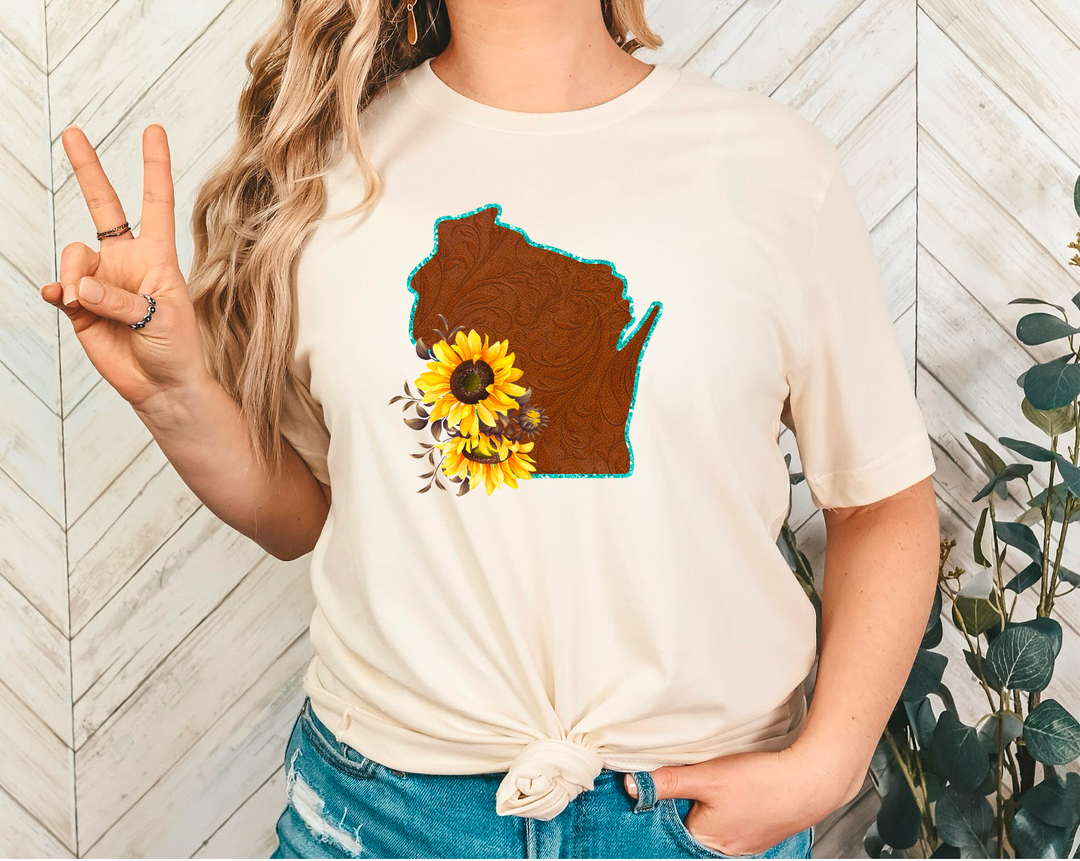 Leather Sunflower States DTF Print