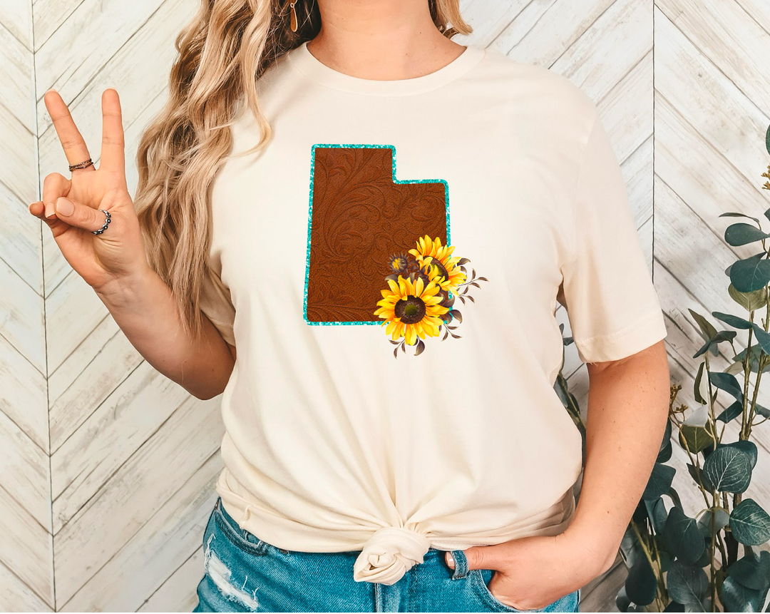 Leather Sunflower States DTF Print