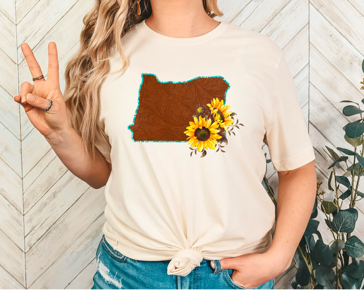 Leather Sunflower States DTF Print