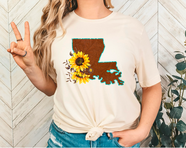 Leather Sunflower States DTF Print