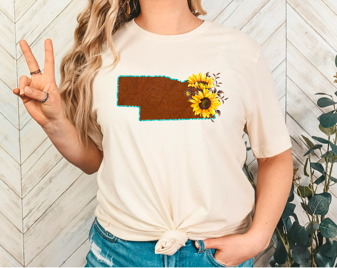 Leather Sunflower States DTF Print