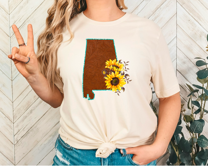 Leather Sunflower States DTF Print