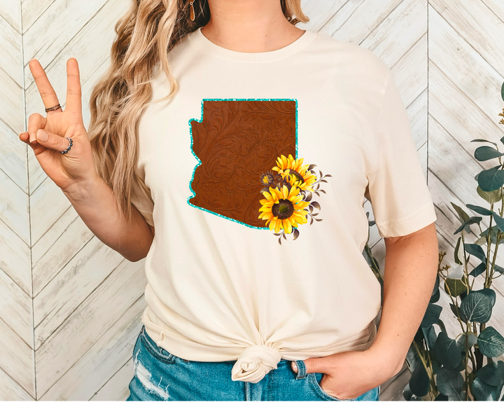 Leather Sunflower States DTF Print