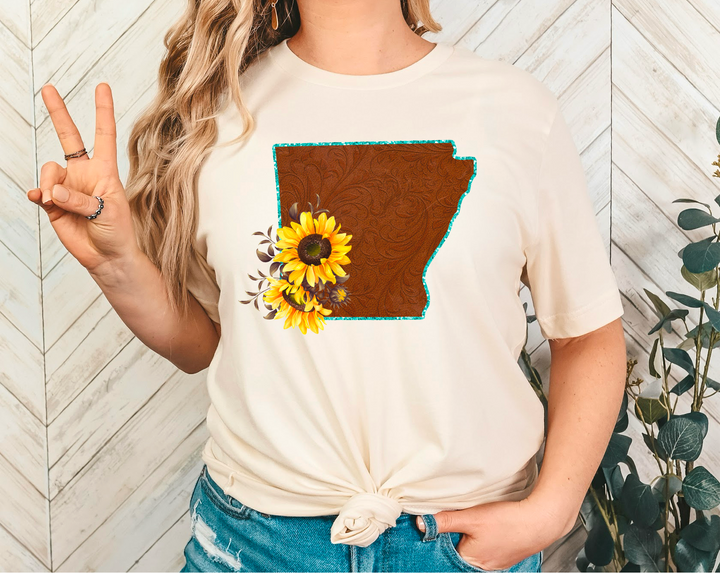 Leather Sunflower States DTF Print